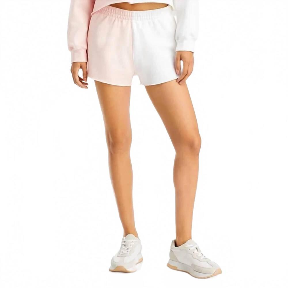 NEW VINTAGE HAVANA frayed hem colorblock casual shorts in pink